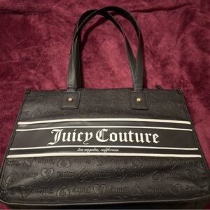 Juicy Couture Black and White Logo Stripe Tote